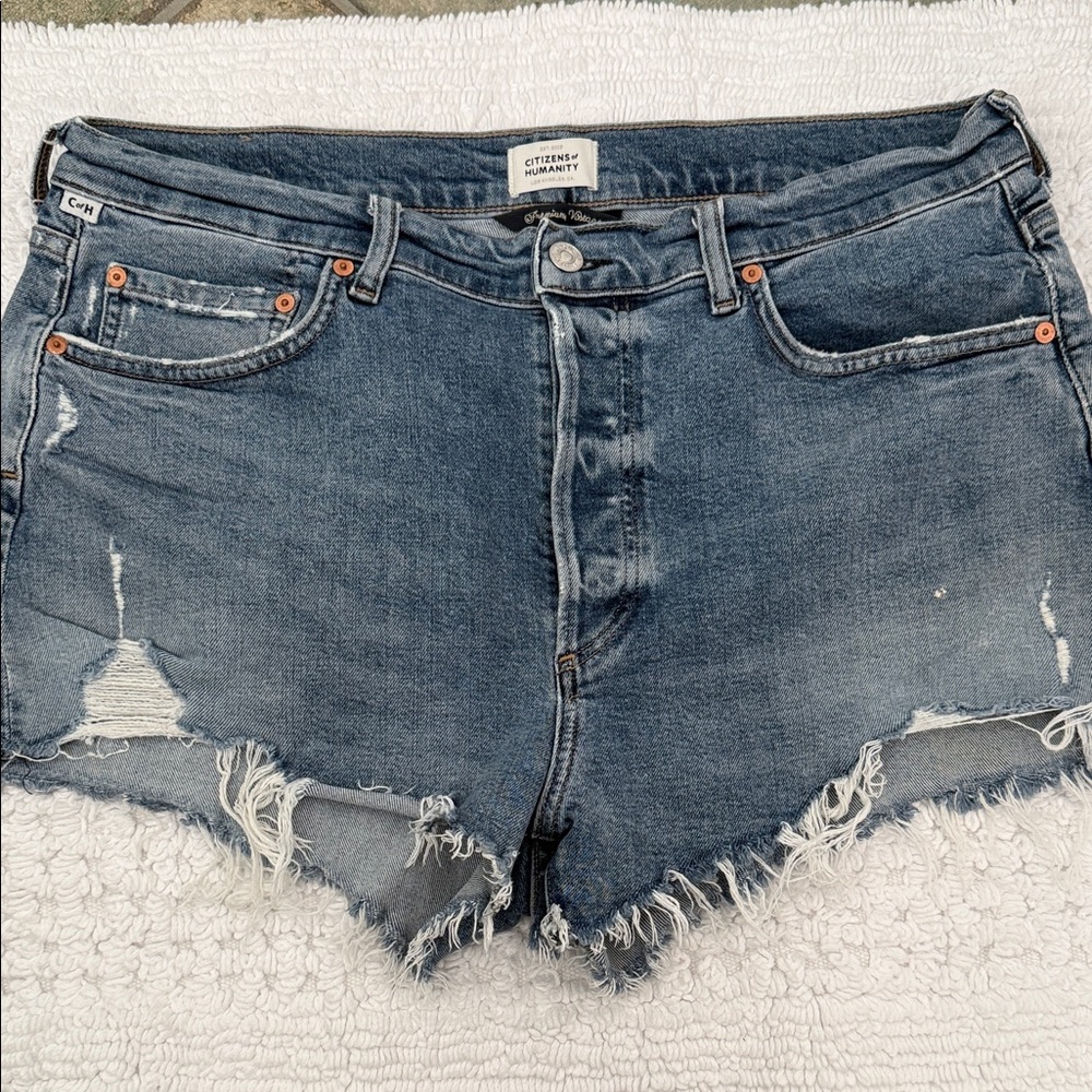 Citizens Of Humanity Annabelle Blue Distressed Jean Shorts